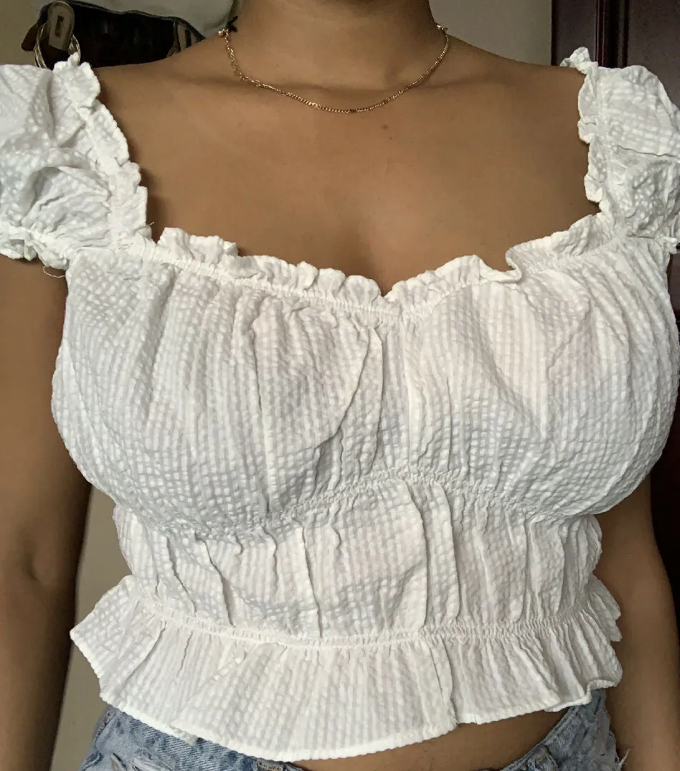 White Ruffle Top