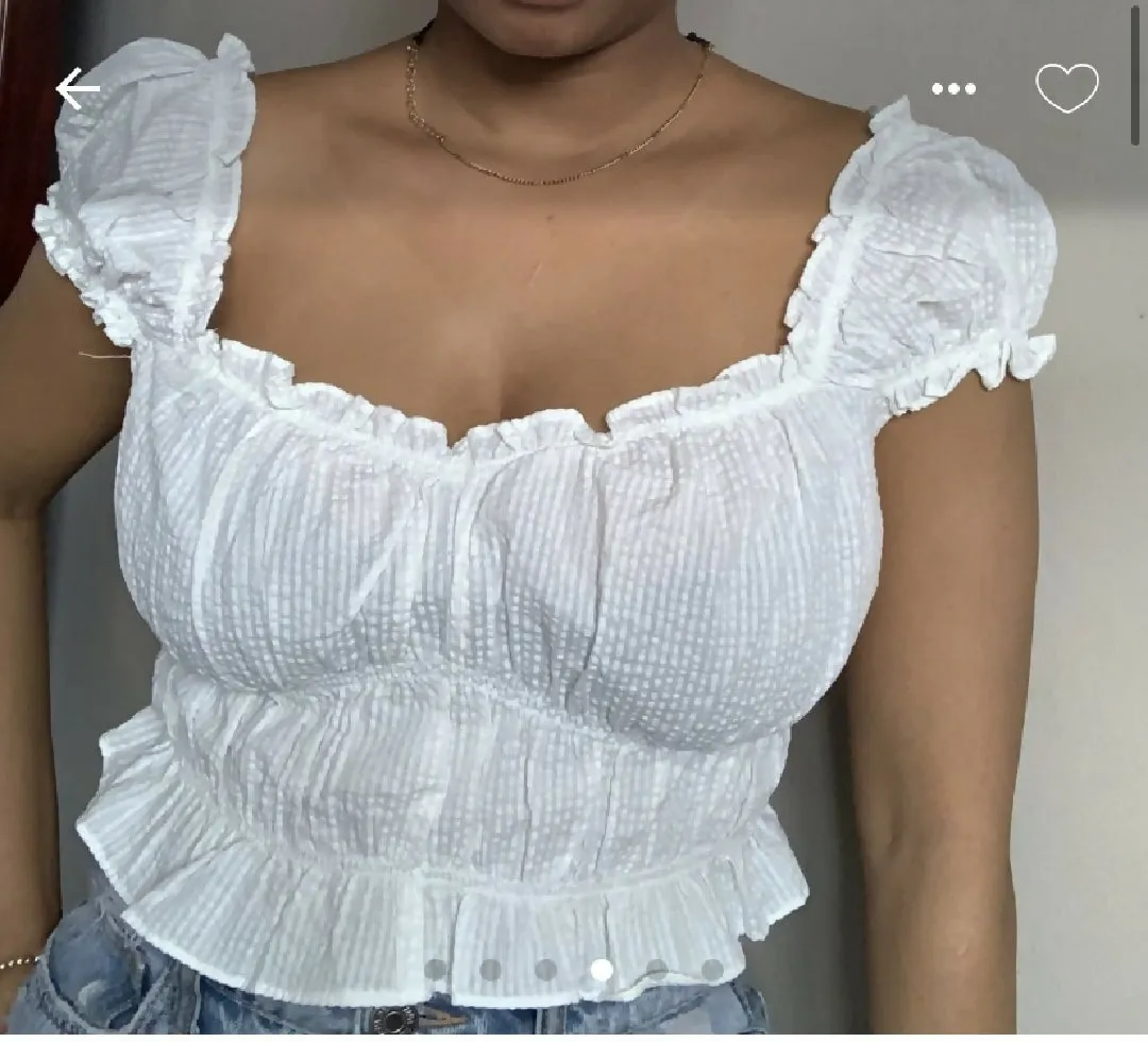 White Ruffle Top